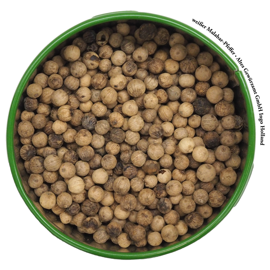 Altes Gewürzamt, weißer Malabar-Pfeffer, ganz, Indien 80g
