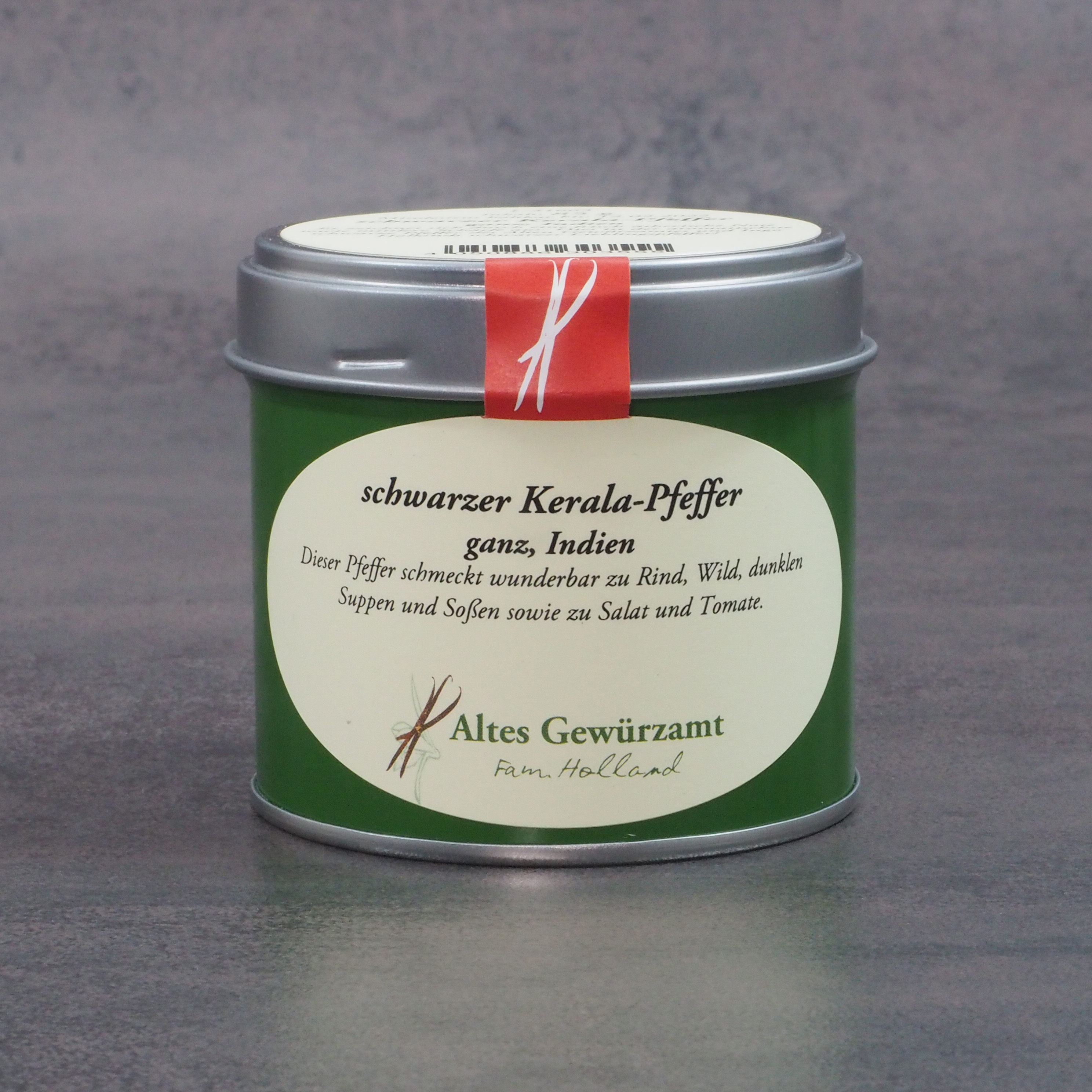 Altes Gewürzamt, schwarzer Kerala-Pfeffer, ganz, Indien 70g